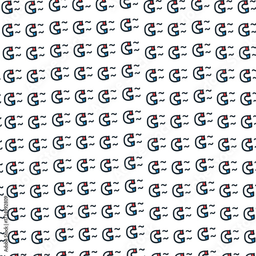 A cluster of small magnets in the shape of horseshoes.