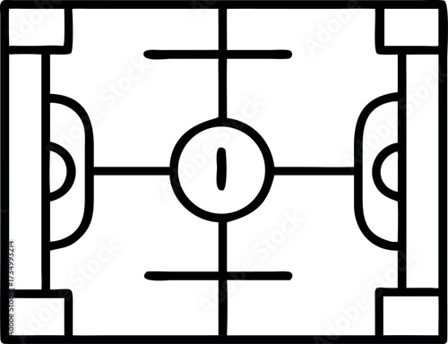 Vector flat line art of soccer playground plan.