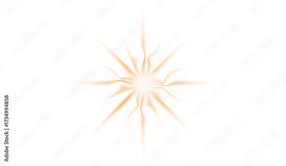 Fototapeta premium A bright orange starburst pattern with a white center on a black background symmetrical design on transparent background