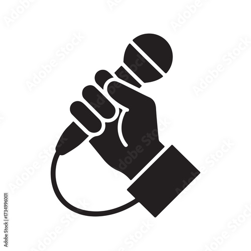 Vector Illustration of Microphone in Hand for Singing and Performance