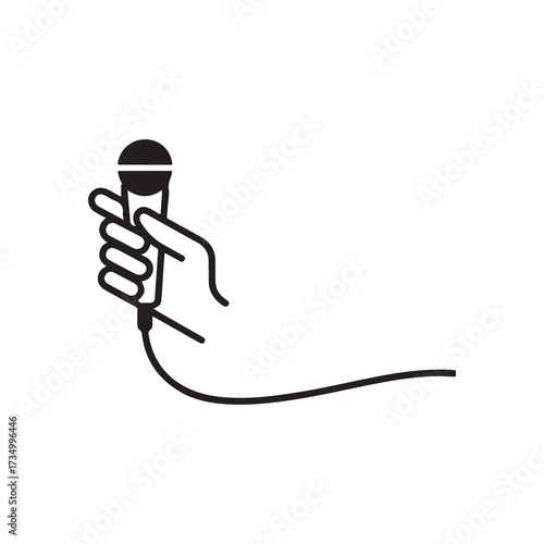 Black and White Microphone Symbol for Entertainment and Broadcasting