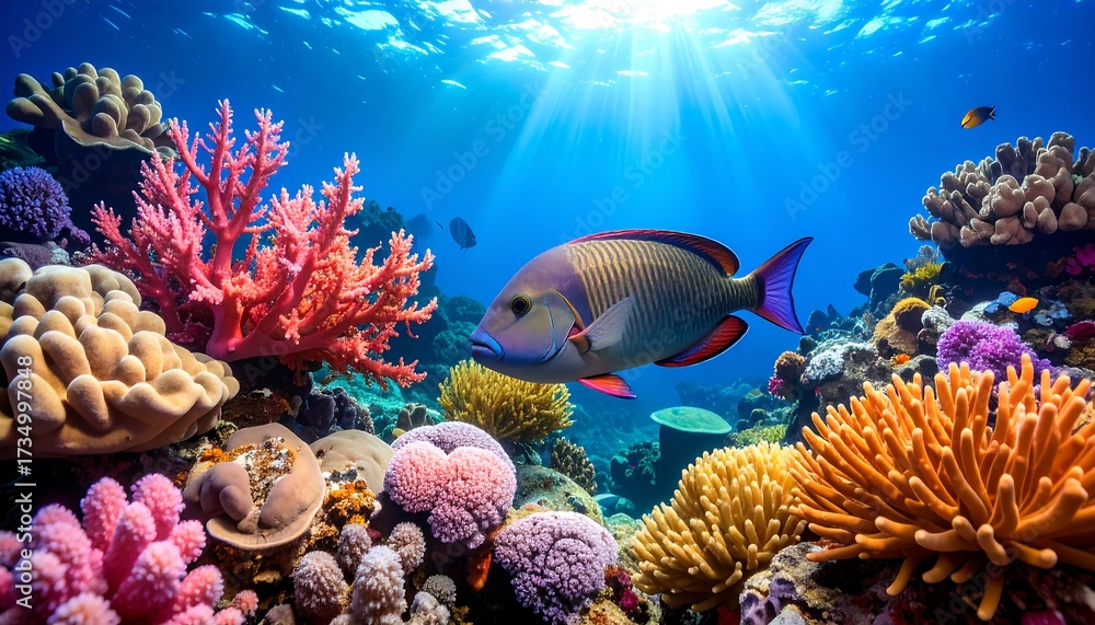 Fototapeta premium Vibrant coral reef scene underwater