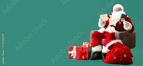 Santa Claus with letter, ba...