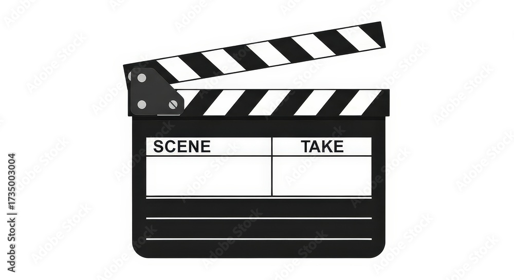 Obraz premium A black and white clapperboard used in filmmaking to mark scenes and takes.