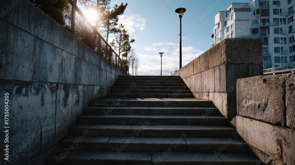 Obraz premium Outdoor staircase with clean concrete steps
