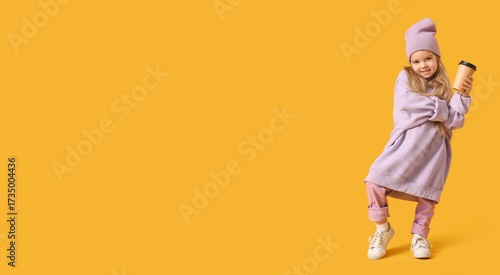 Cute little girl in oversiz...