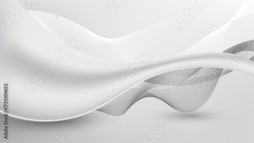 abstract background elegant flowing waves white gray minimal design modern texture smooth motion digital art luminous lines refined balance contemporary wallpaper artistic style