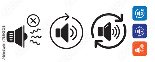 Speaker Volume and Sound Icons Set