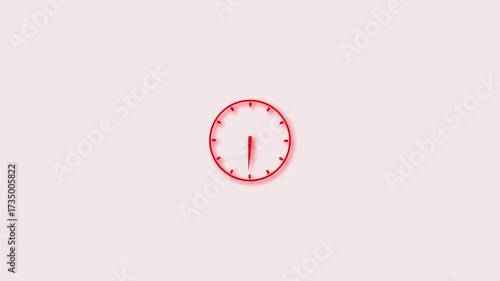 Wallpaper Mural Red Glowing Analog Clock Face With Hands On Light Pink Background Indicating 12:30 time Torontodigital.ca