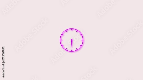 Wallpaper Mural Purple Neon Analog Clock Face With Hands On Light Pink Background Showing 12:30 time Torontodigital.ca