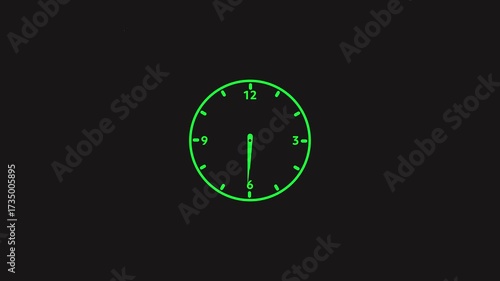 Wallpaper Mural Simple analog clock with green outline and hands on a dark background time Torontodigital.ca