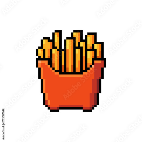 8-bit pixel art french fries icon, retro fast food sprite, kawaii fun style