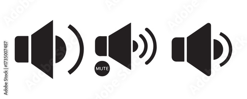 Speaker Volume and Mute Icons Set