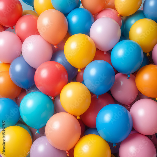 pile of colorful balloons isolated on white background.