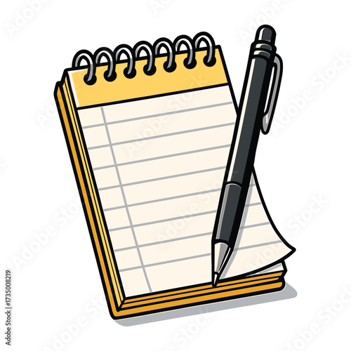 Vector Illustration of Notepad and Pen in Minimalist Style with Neutral Colors for Office and Stationery Design