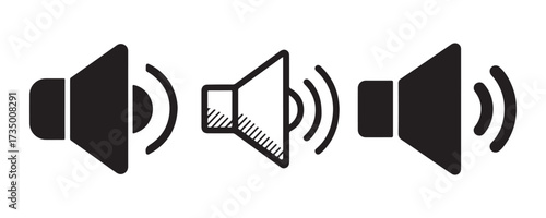 Loudspeaker Volume Levels Icon. Speaker Mute and No Sound Icons