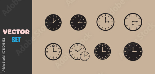 Collection of vintage and modern clocks showing different times
