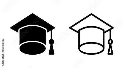 Education icon symbol for apps and websites. Graduation cap sign and symbol. Graduate. Students cap