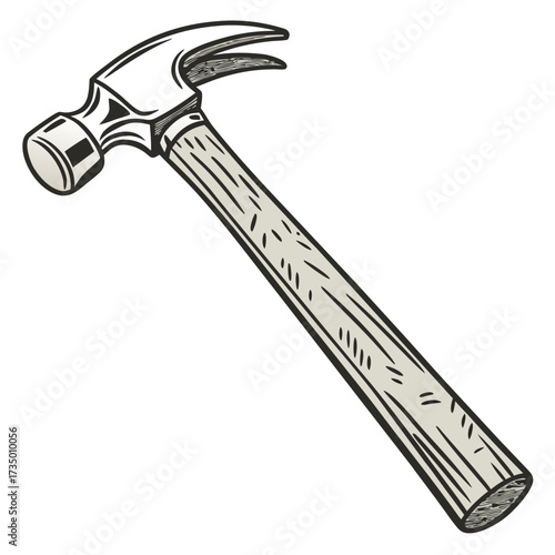 Vintage style illustration of a claw hammer tool