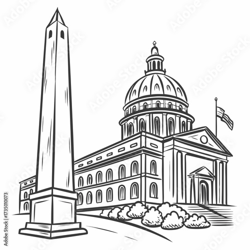 Illustration of the capitol building and washington monument
