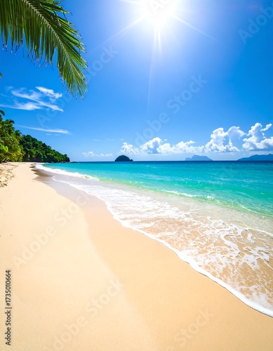 Wallpaper Mural Tropical beach scene with palm trees (8) Torontodigital.ca