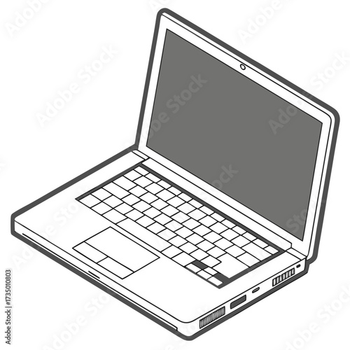 Laptop illustration with a classic design aesthetic