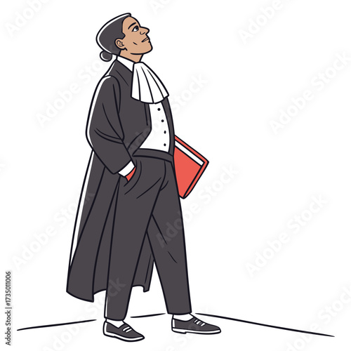 Illustration of a lawyer in court attire