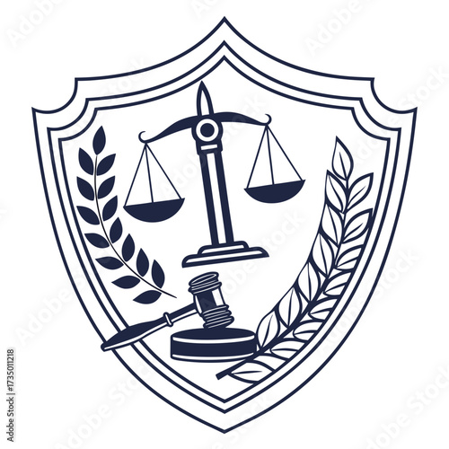 Scales of justice and gavel representing law