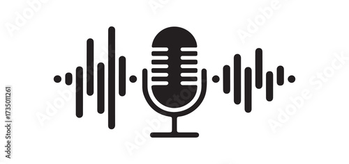Podcast Mic and Audio Waveform Icon Design