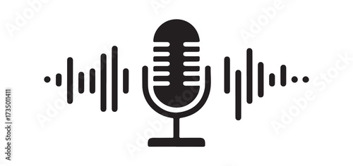 Podcast Mic and Audio Waveform Icon Design