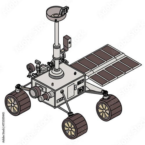 Illustration of a mars rover, a space exploration vehicle