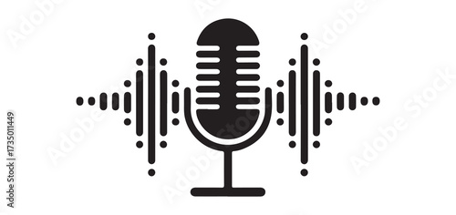 Podcast Mic and Audio Waveform Icon Design