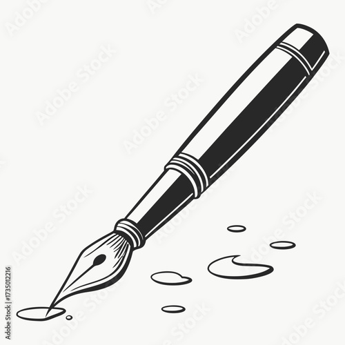 Illustration of a fountain pen, writing tool
