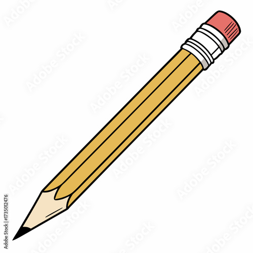 Simple yellow pencil with pink eraser
