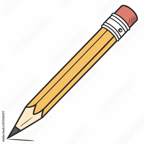 Yellow pencil with pink eraser drawing a line