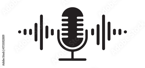 Podcast Mic and Audio Waveform Icon Design