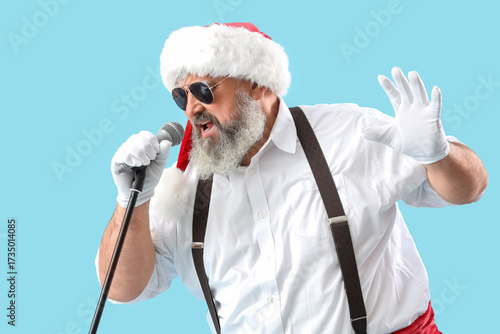 Cool Santa Claus with micro...