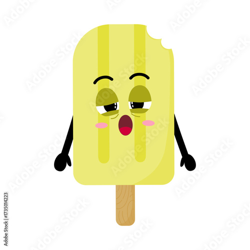 Cute Hand Drawn Sleepy Popsicle with Heavy Eyes