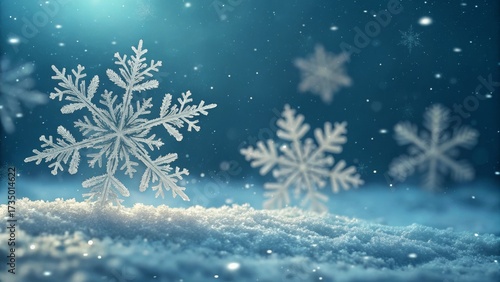 Winter wonderland solitary intricately detailed snowflake frozen landscape nature photography cold environment close-up view serenity