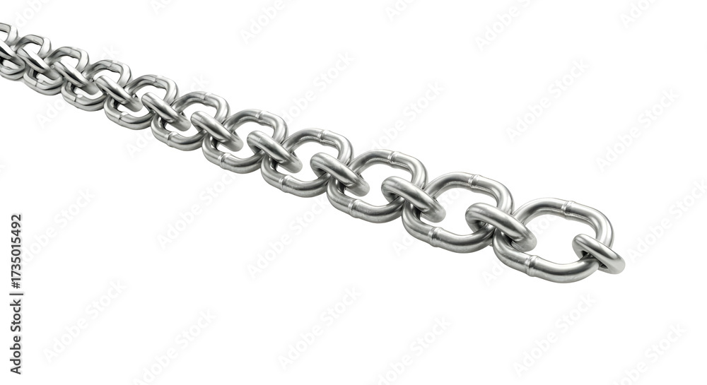 Fototapeta premium Silver Metal Chain Link Isolated on White Background