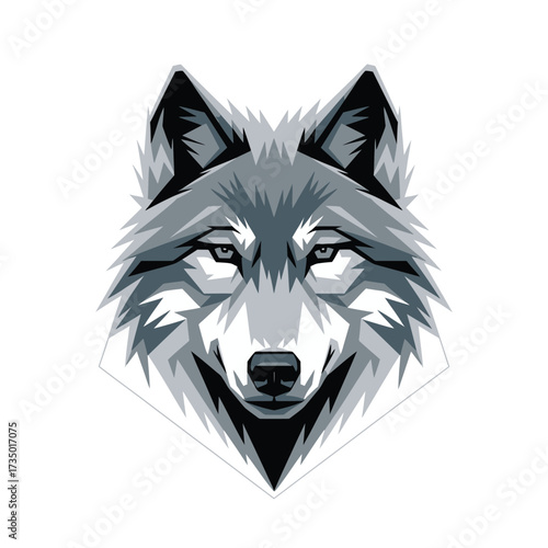 Majestic wolf face head portrait fierce wild animal art design