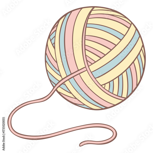 Pastel yarn ball a soft and delicate illustration of a ball of yarn, perfect for crafting, knitting, or any creative project with a gentle touch