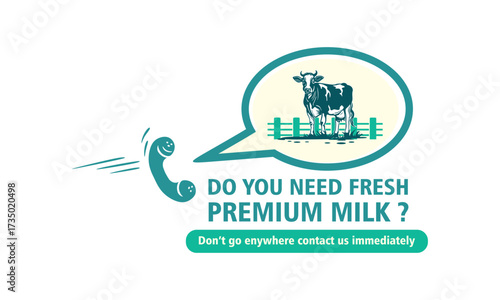 great need premium milk poster, silhouette of healthy cow milk standing at farm, vector illustrations