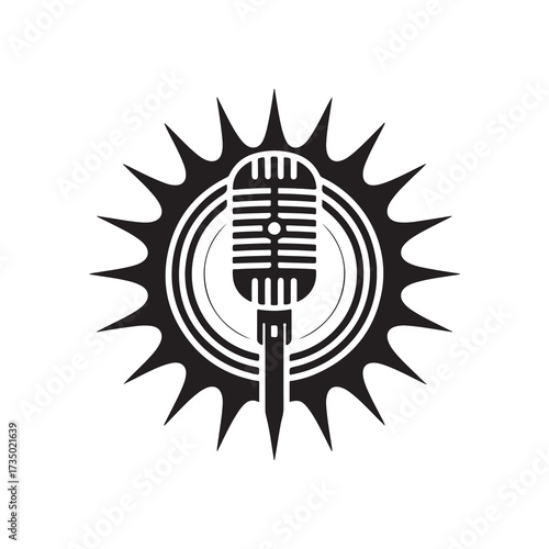 Classic Microphone Symbol with Radiating Lines Design