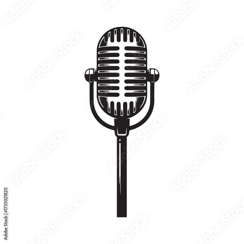 Retro Vintage Microphone Icon Vector Illustration