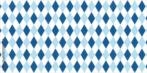 Argyle rhombus seamless pattern. Christmas plaid texture with silver line. Blue geometric diamond abstract pattern. Mans and boys design wrapping bg. isolated on white background.