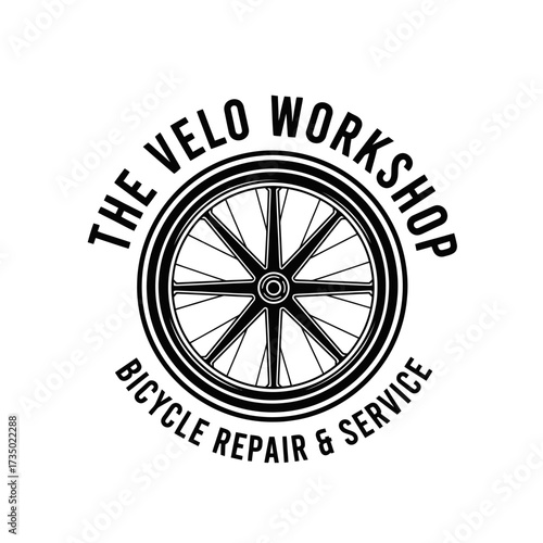 The Velo Workshop Bicycle Repair and Service Logo featuring a stylized bicycle wheel.