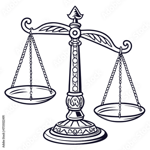 Illustration of a balance scale, symbolizing justice, law, and equilibrium, rendered in a clean, minimalist style for versatile use in legal contexts
