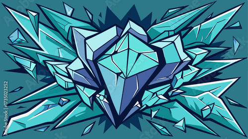 vibrant tones of teal, blue, and light purple. Perfect for concepts of cold, clarity, strength, diamonds, winter, action, or abstract geometric backgrounds.