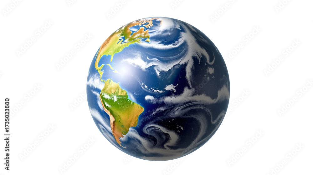 Fototapeta premium Earth globe isolated on white background. Environmental Earth Globe on png transparent background.